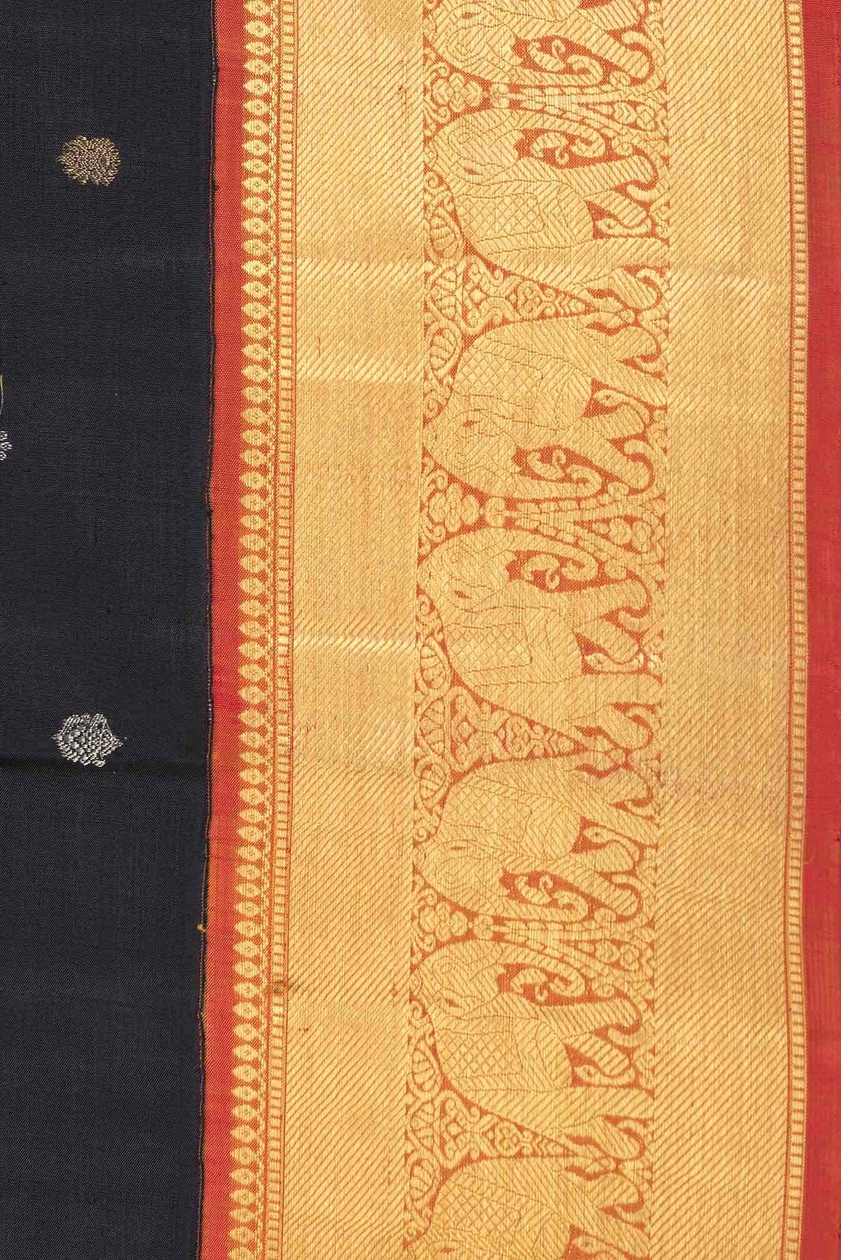 Pure Silk Pure Zari Black Dual Tone Kanjivaram Saree