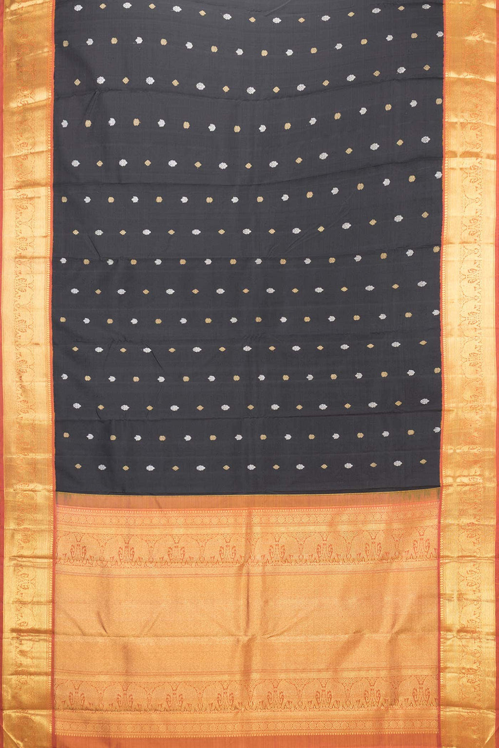 Pure Silk Pure Zari Black Dual Tone Kanjivaram Saree