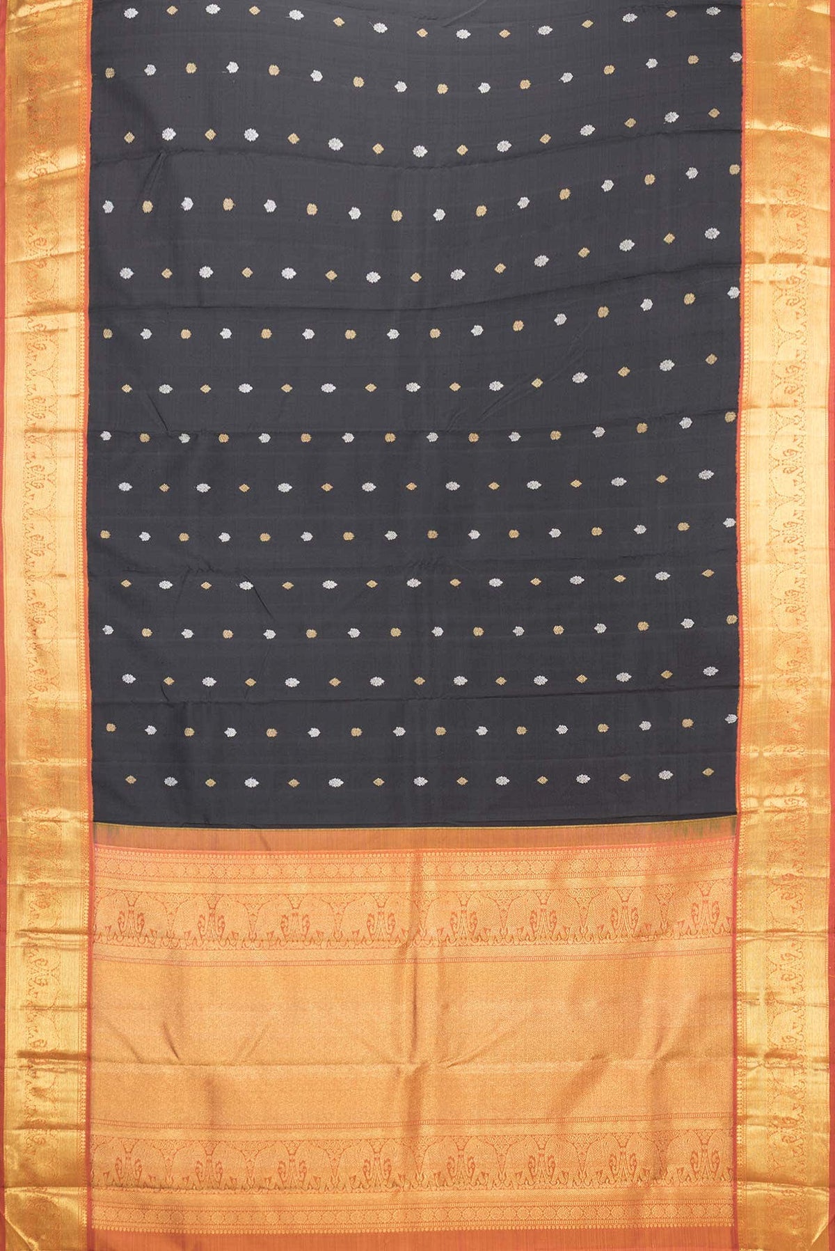 Pure Silk Pure Zari Black Dual Tone Kanjivaram Saree