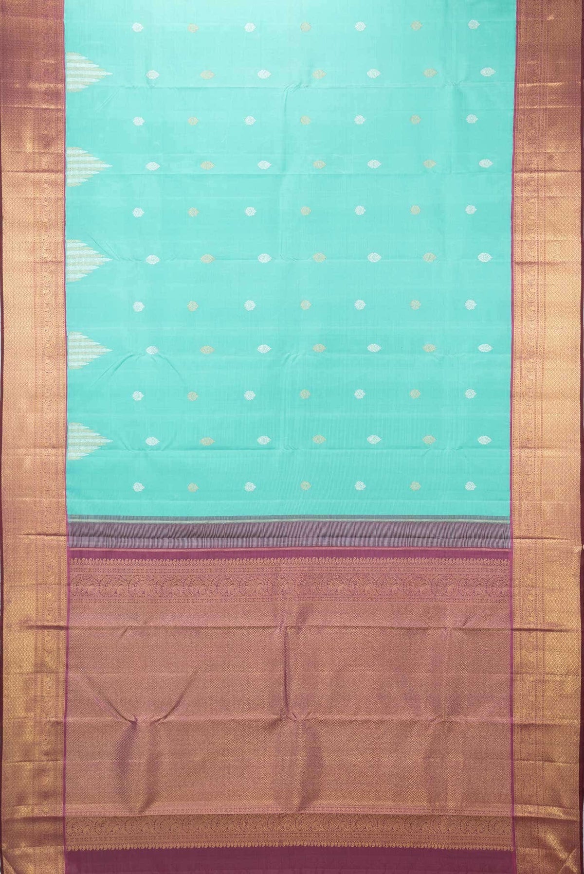 Pure Silk Pure Zari Sea Green Dual Tone Kanjivaram Saree