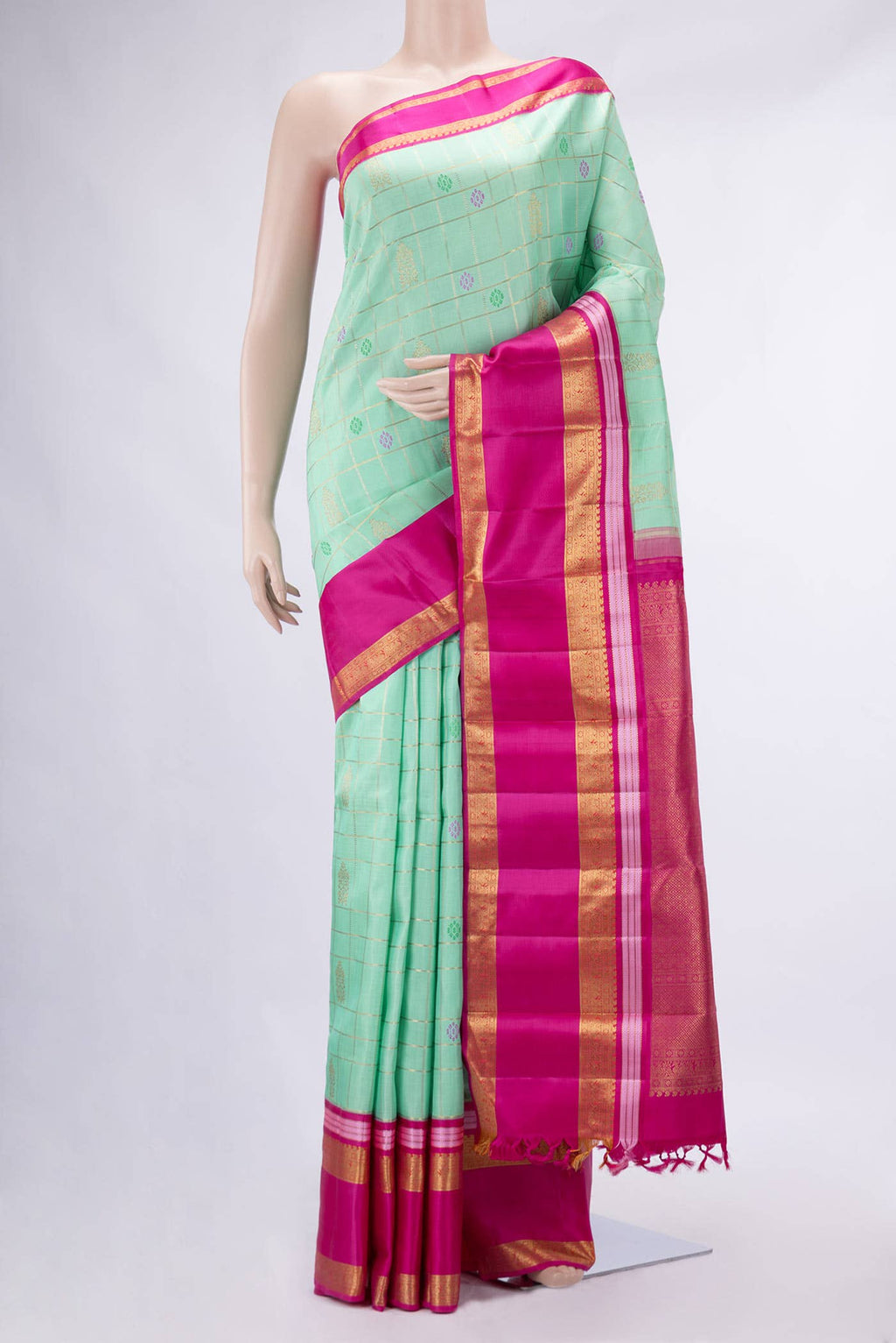 Pure Silk Pure Zari Sea Green Kanjivaram Saree