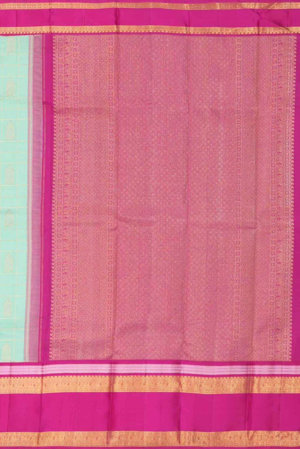 Pure Silk Pure Zari Sea Green Kanjivaram Saree