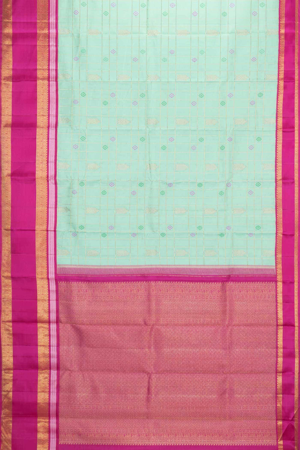 Pure Silk Pure Zari Sea Green Kanjivaram Saree