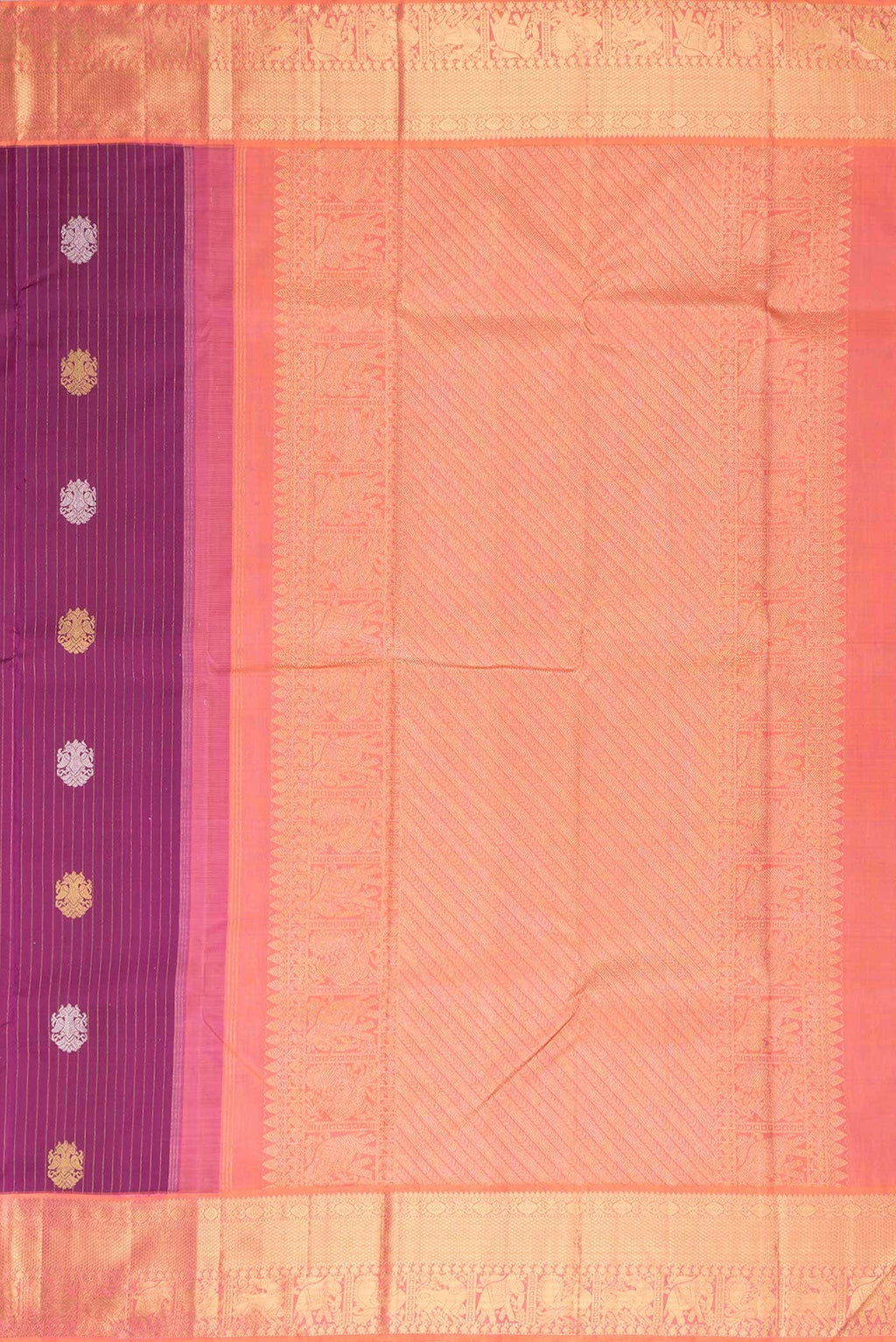 Pure Silk Pure Zari Purple Dual Tone Kanjivaram Saree
