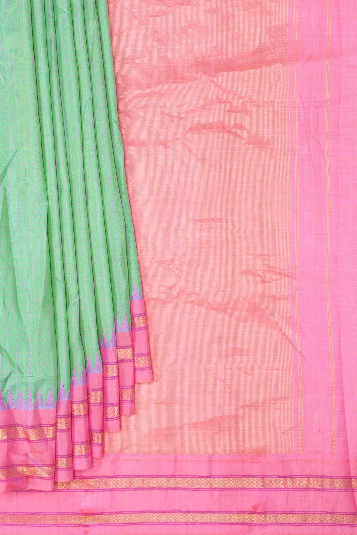 Pista Green Dual Tone Gadwal Silk Saree
