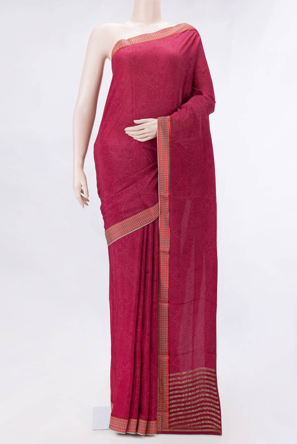 Dark Pink Dual Tone Mysore Crepe Saree