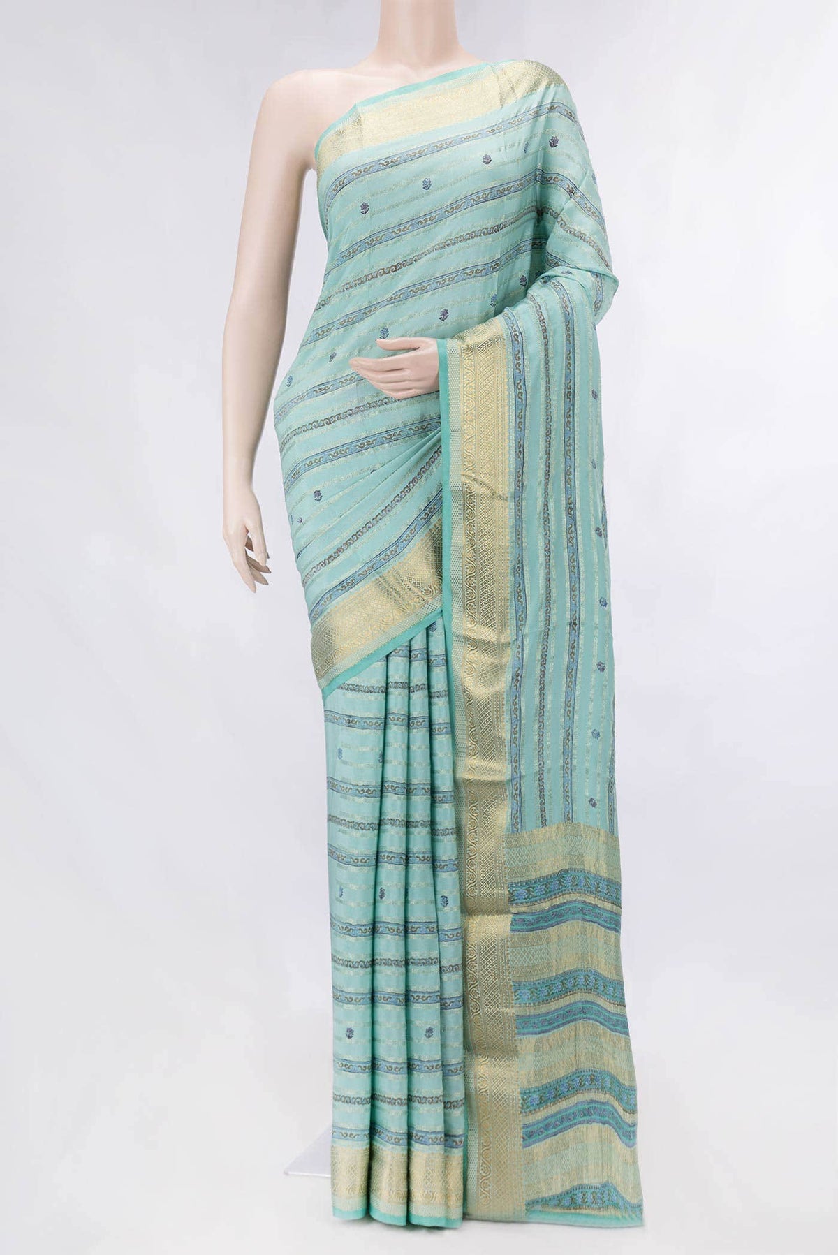 Light Blue Dual Tone Mysore Georgette Saree