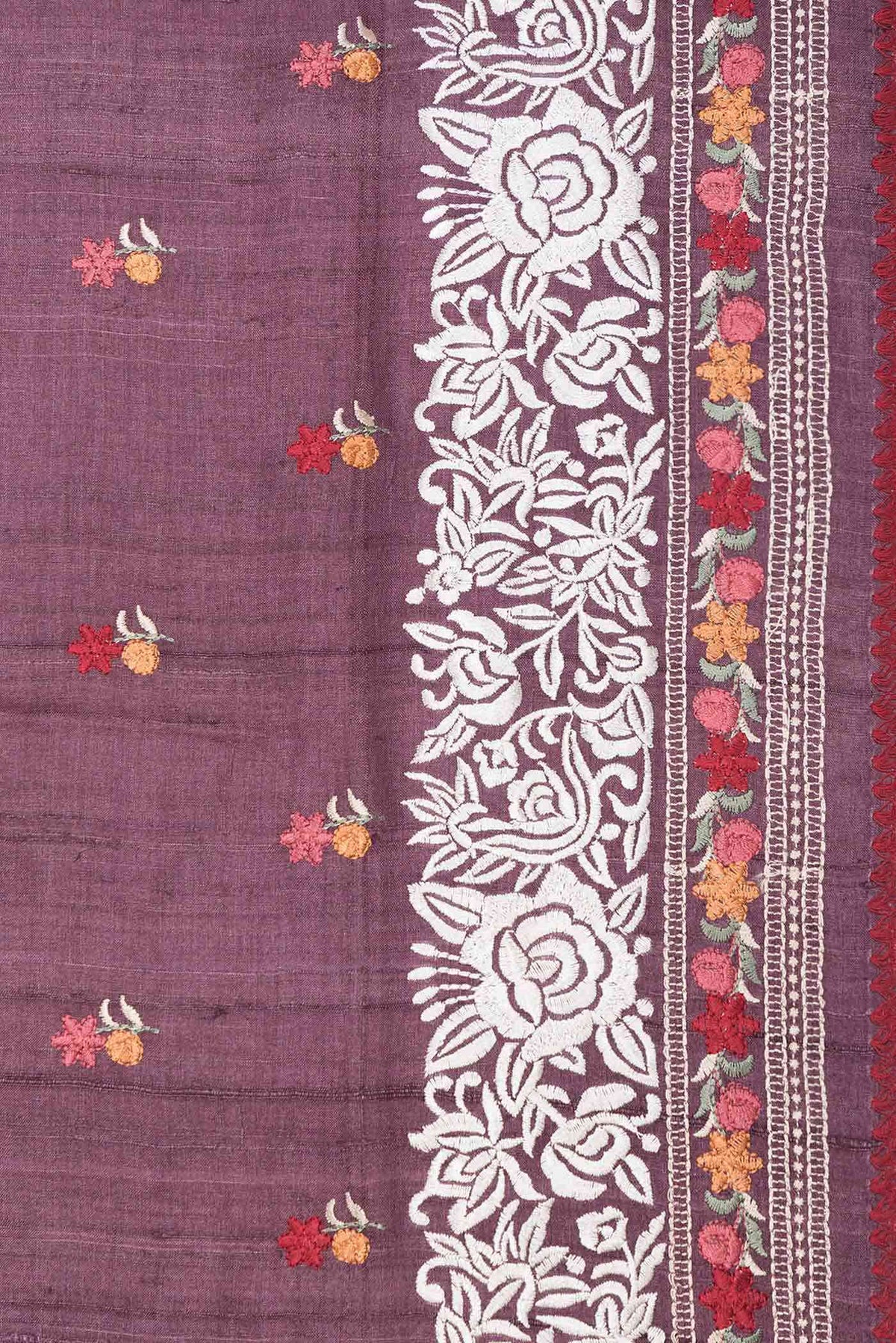 Burgundy Dual Tone Tussar Silk Saree