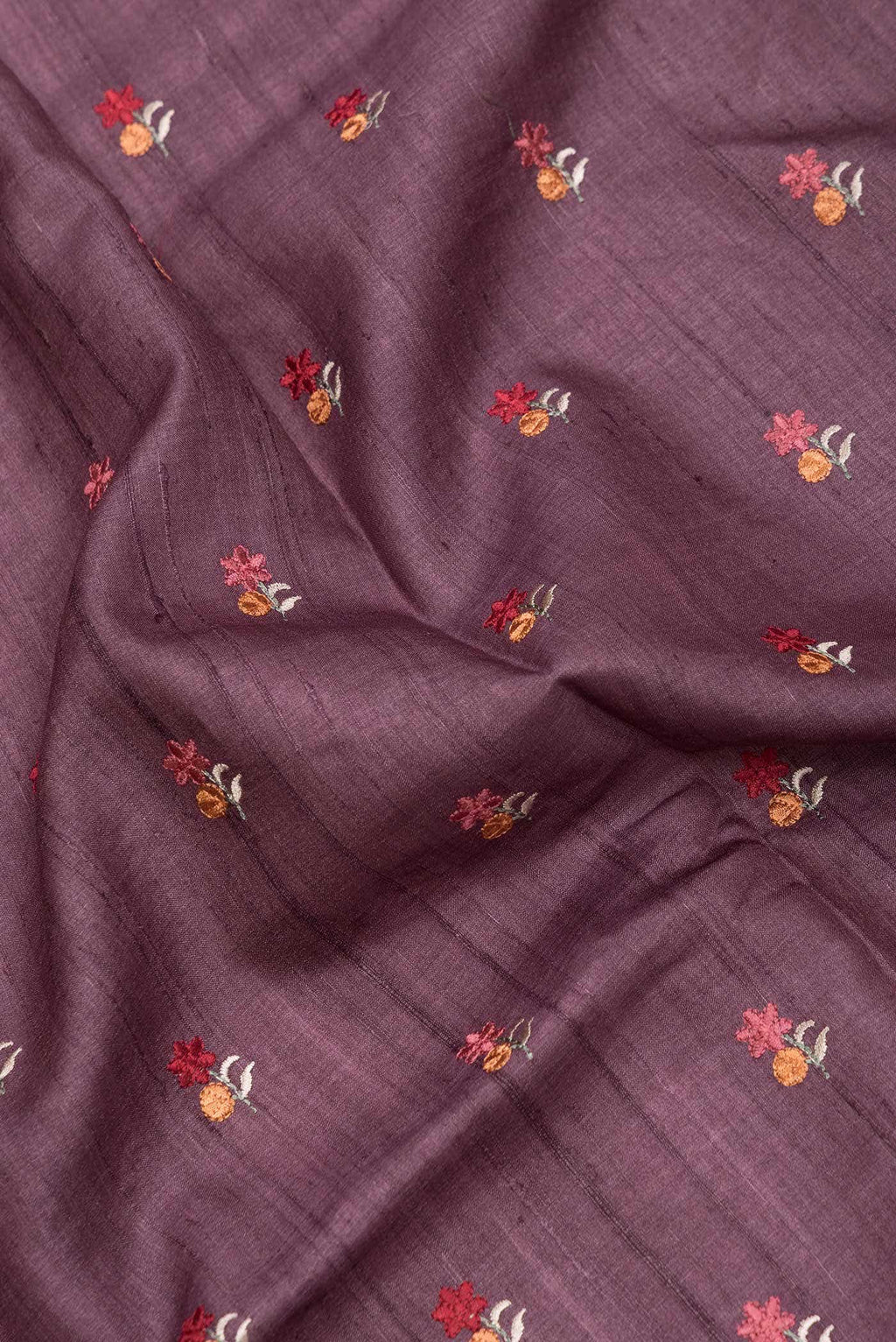 Burgundy Dual Tone Tussar Silk Saree