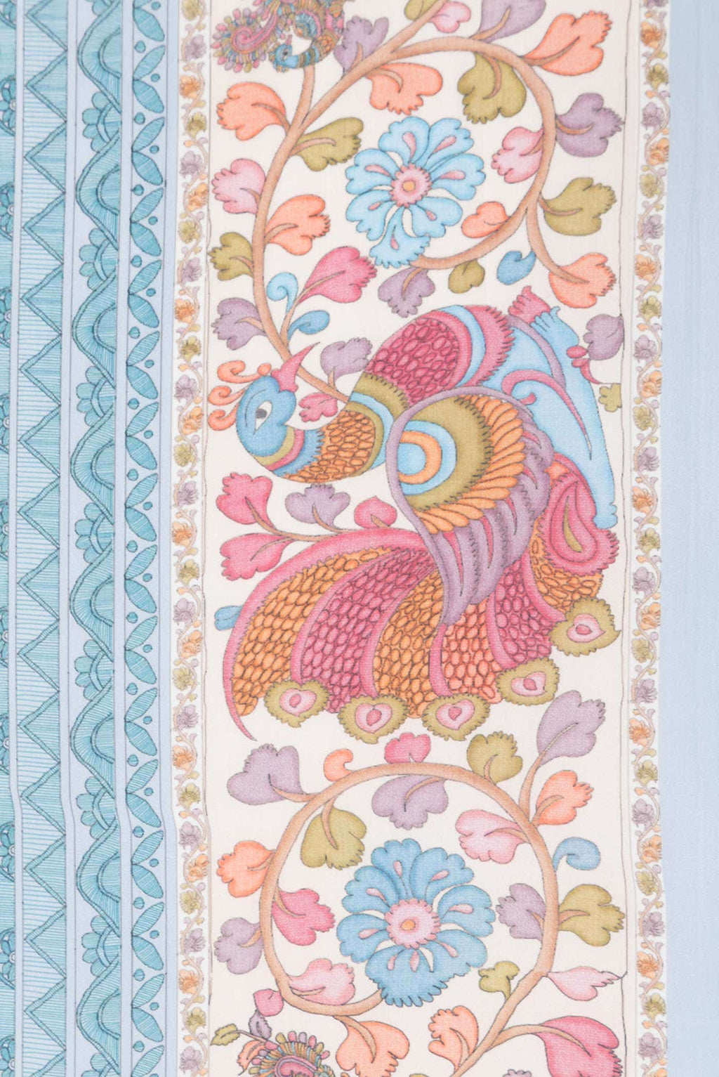 Light Blue Printed Silk Saree