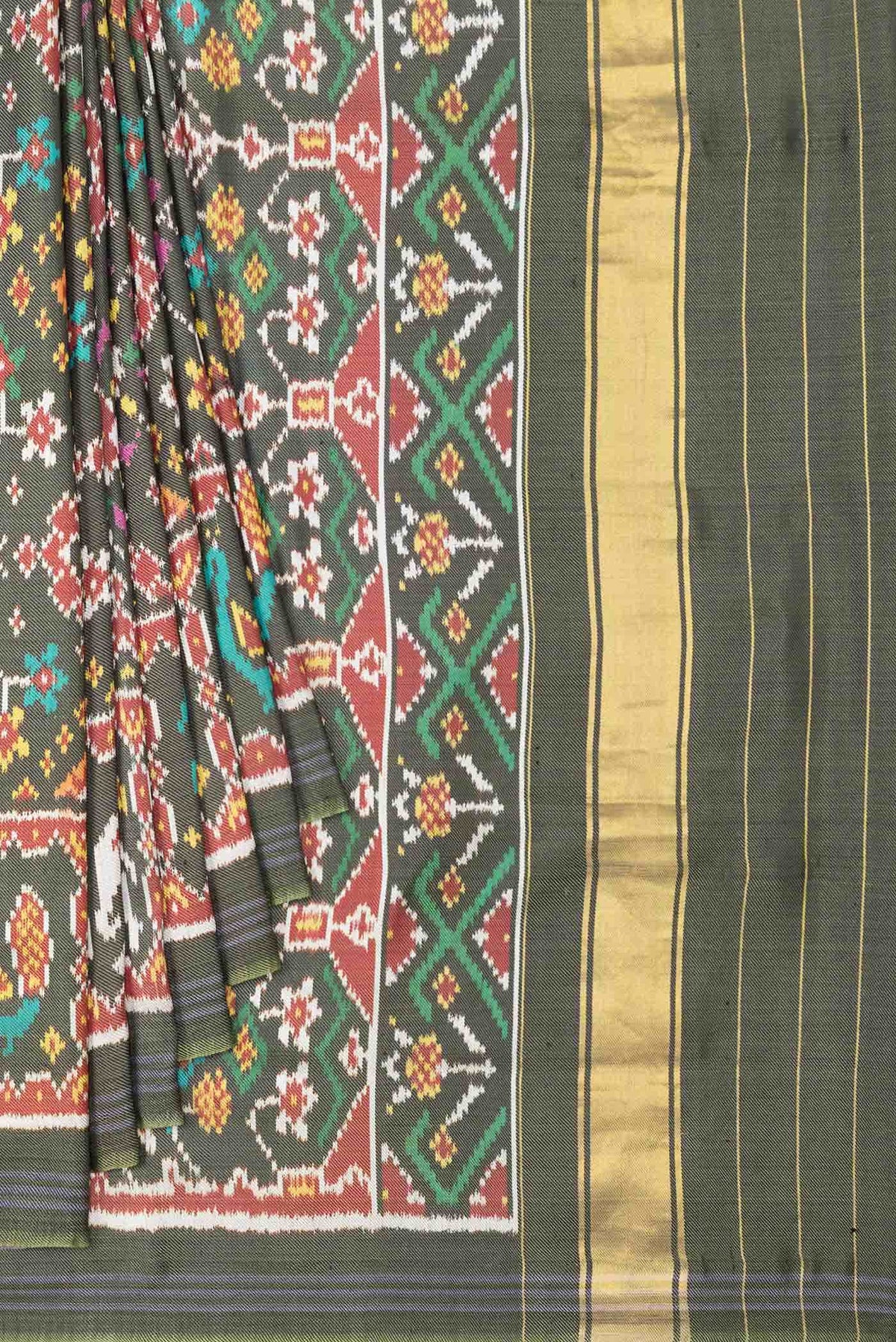 Green Dual Tone Double Ikat Saree