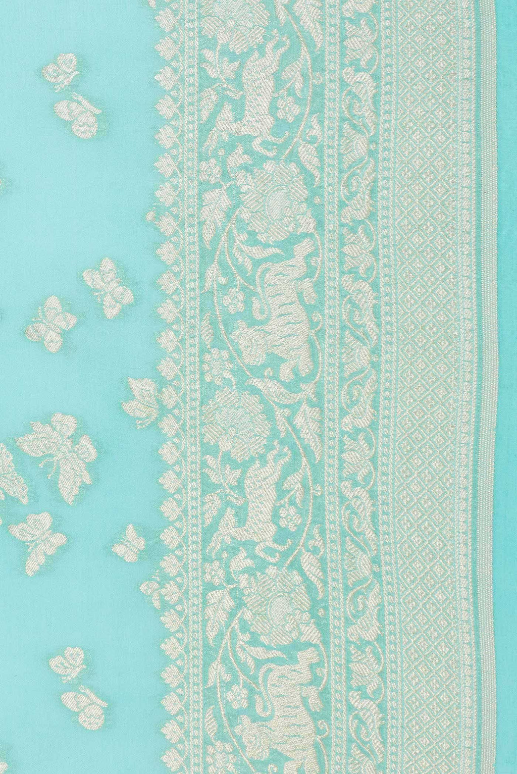 Sea Green Dual Tone Banarasi Georgette Saree