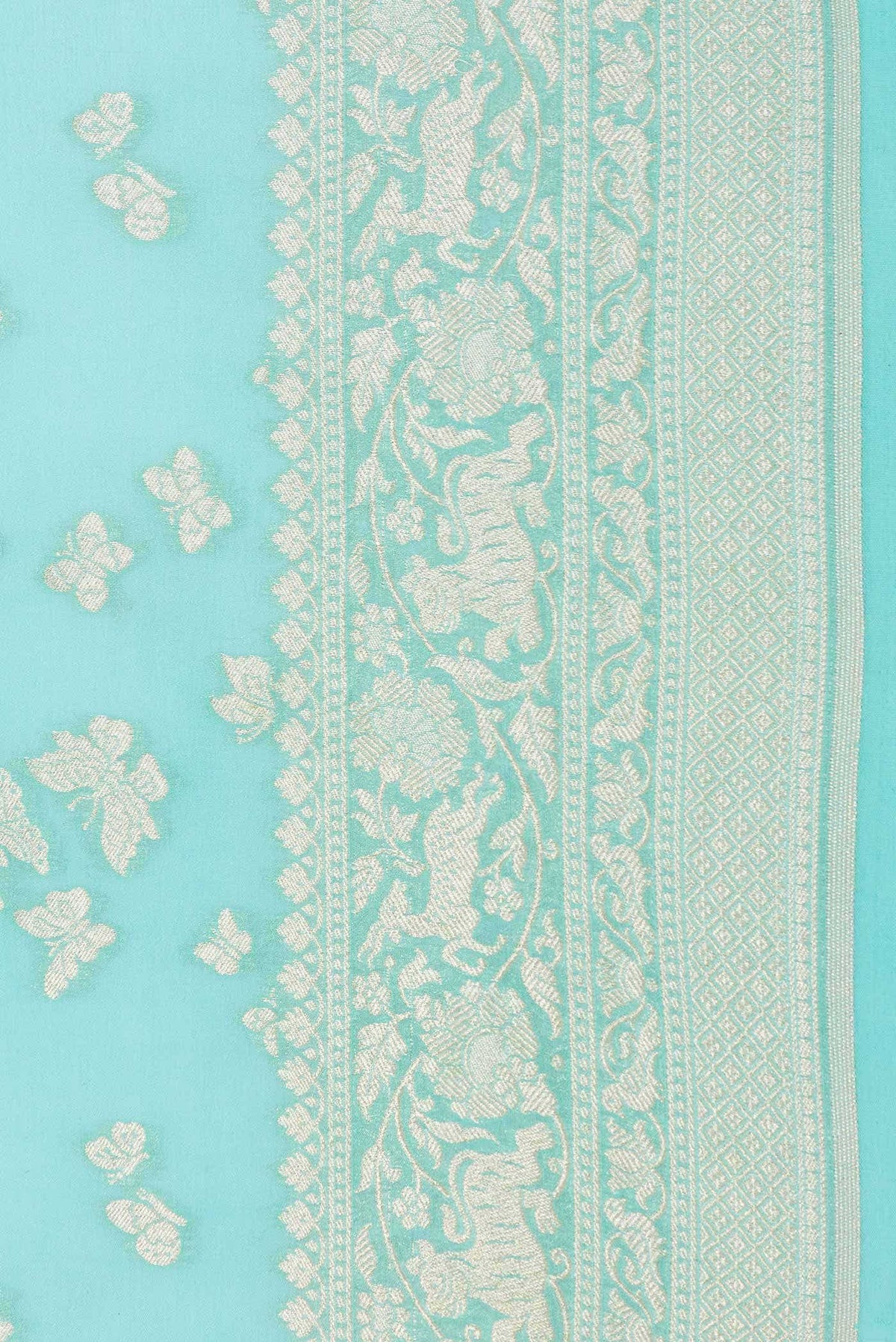 Sea Green Dual Tone Banarasi Georgette Saree