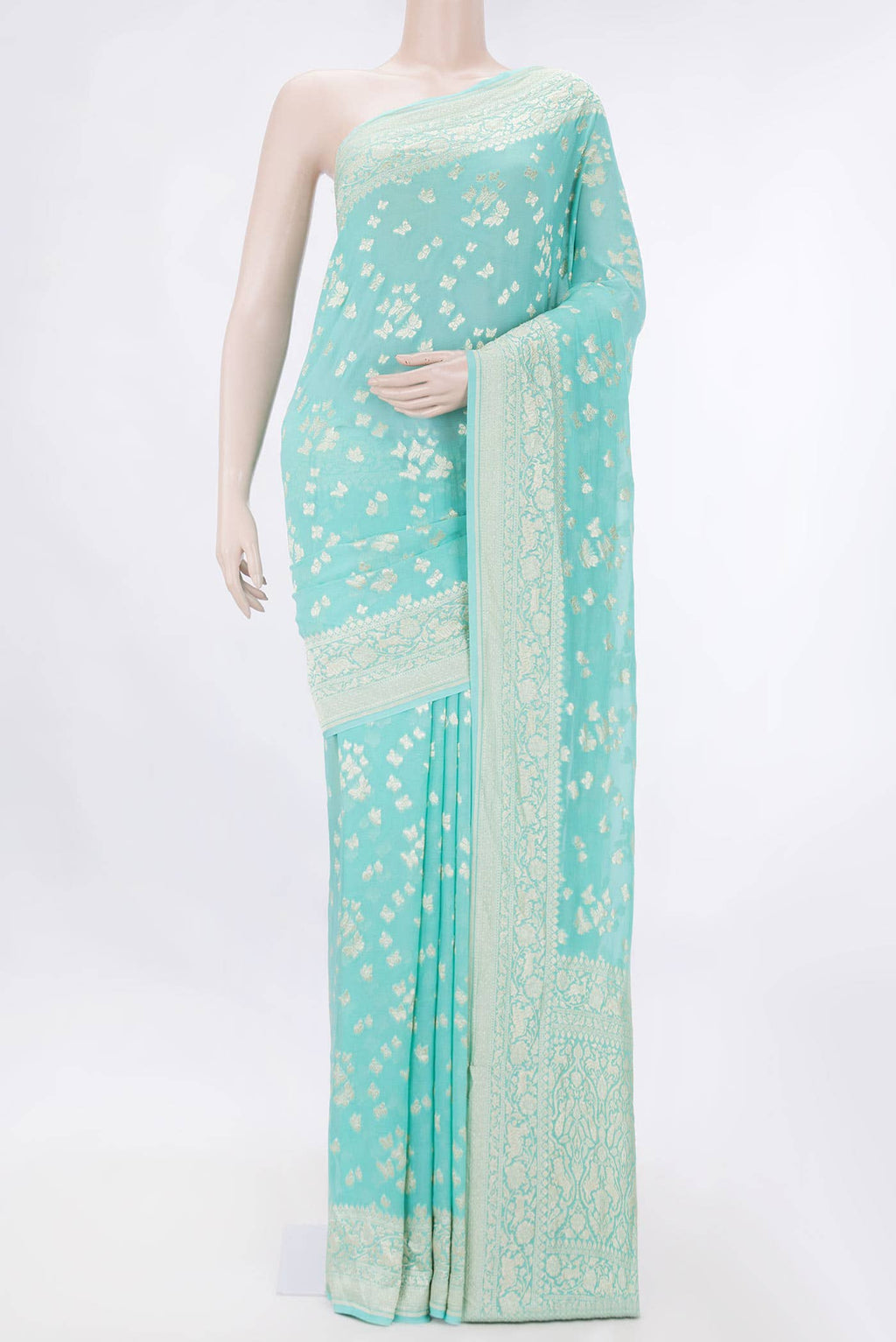 Sea Green Dual Tone Banarasi Georgette Saree