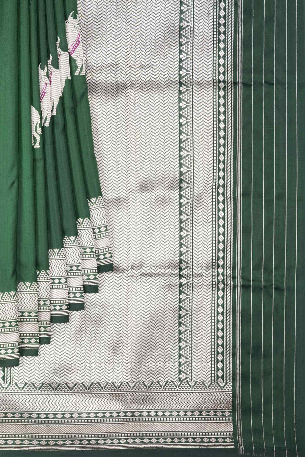 Bottle Green Banarasi Silk Saree