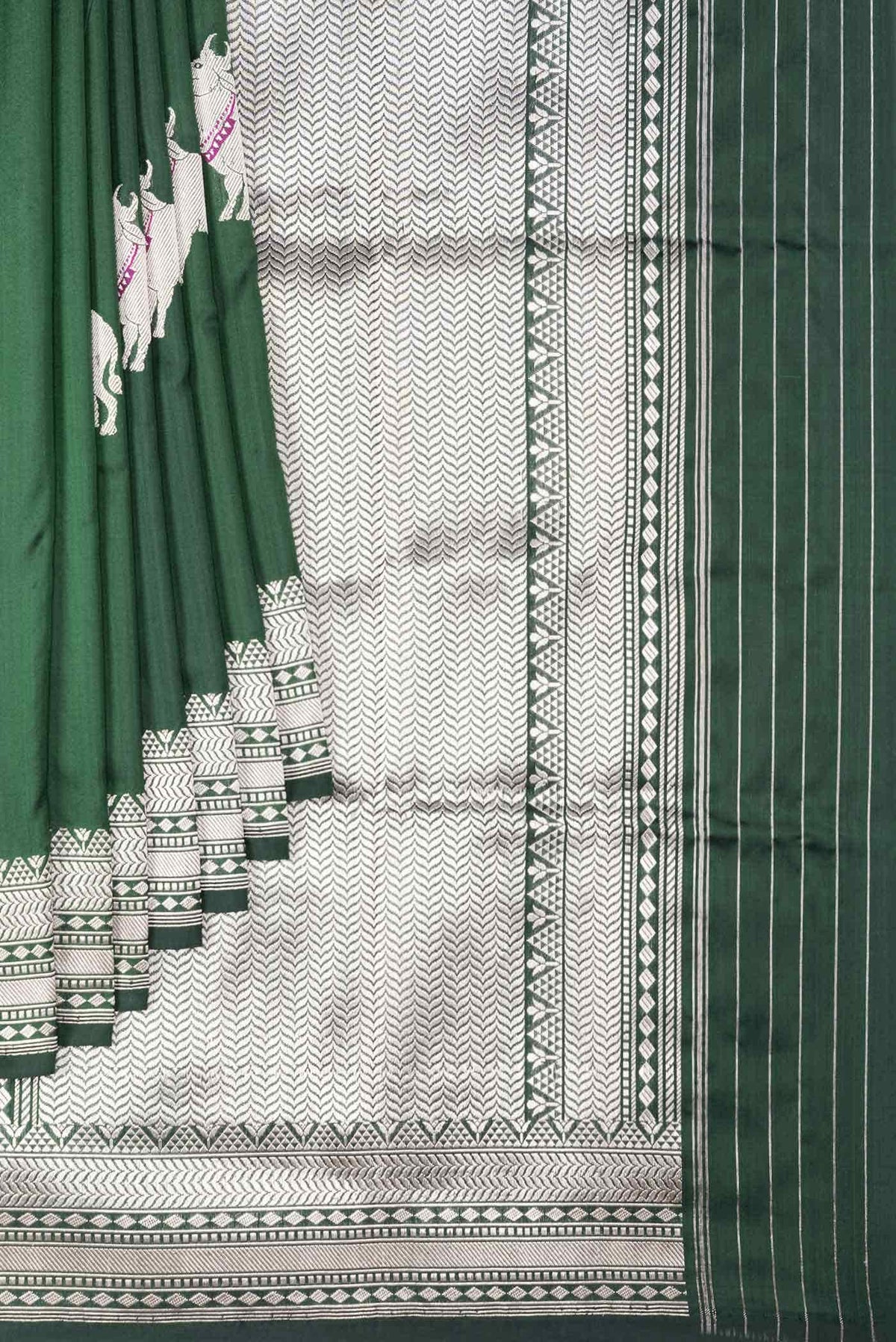 Bottle Green Banarasi Silk Saree