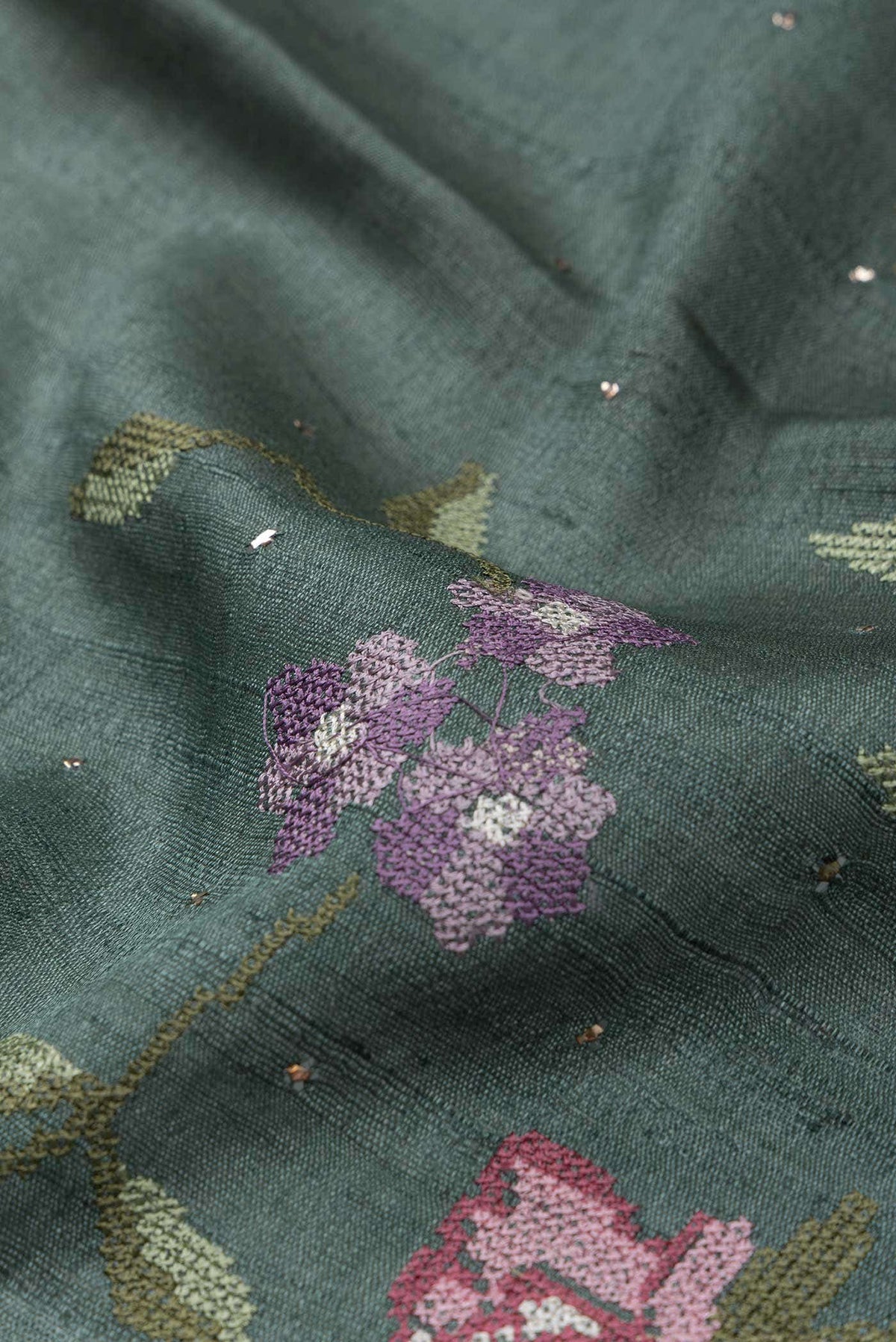 Green Tussar Silk Saree