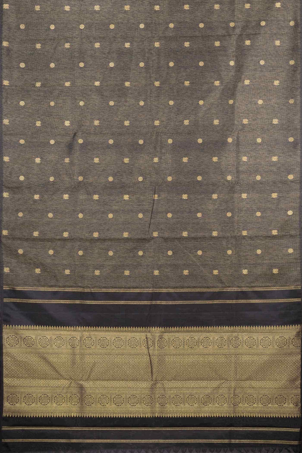Pure Silk Pure Zari Black Dual Tone Kanchipuram Saree