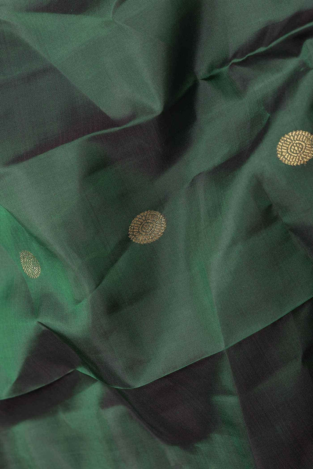 Pure Silk Pure Zari Bottle Green Kanchipuram Saree