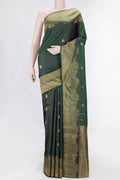 Pure Silk Pure Zari Bottle Green Kanchipuram Saree