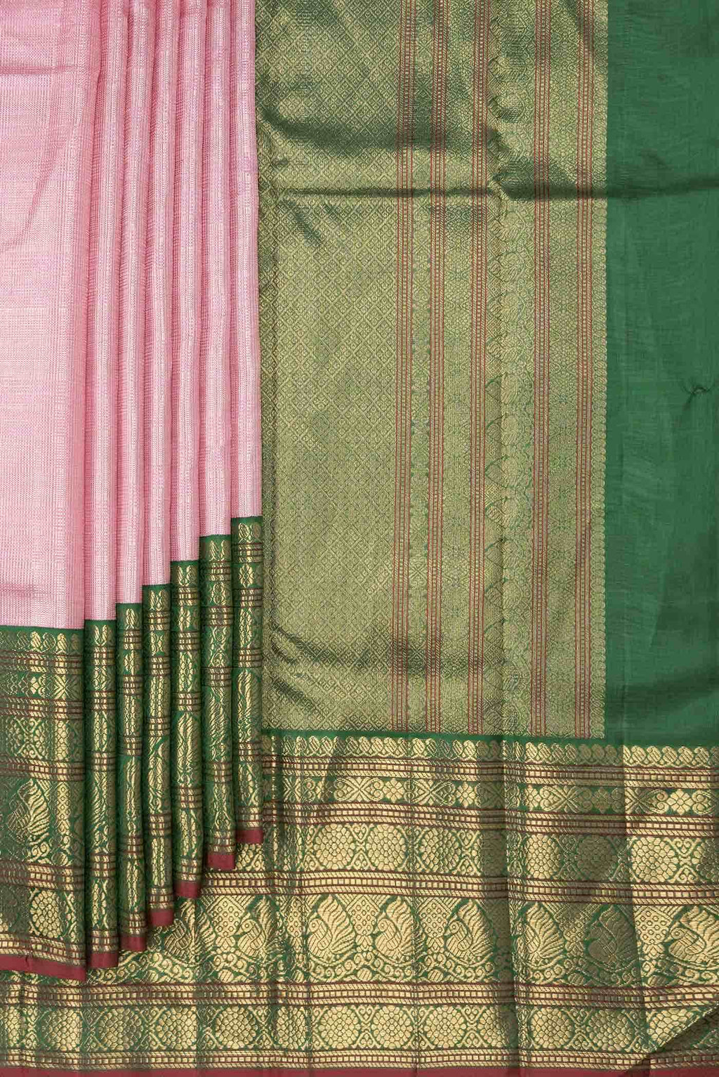 Pure Silk Pure Zari Pink Dual Tone Kanjivaram Saree