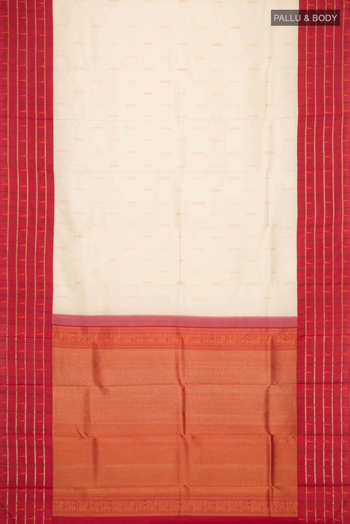 Pure Silk Pure Zari Cream Kanchipuram Saree