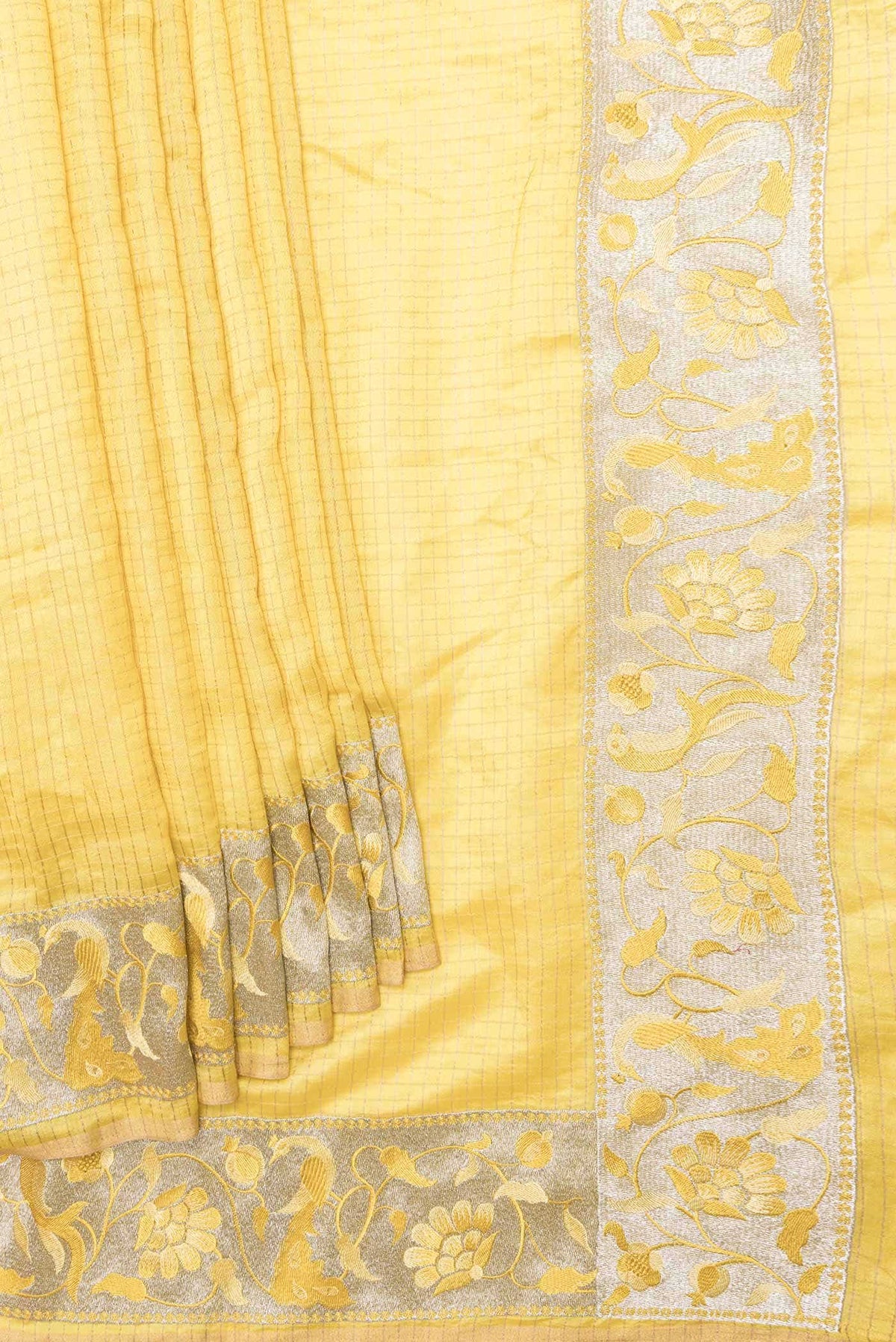 Yellow Dual Tone Tussar Silk Saree