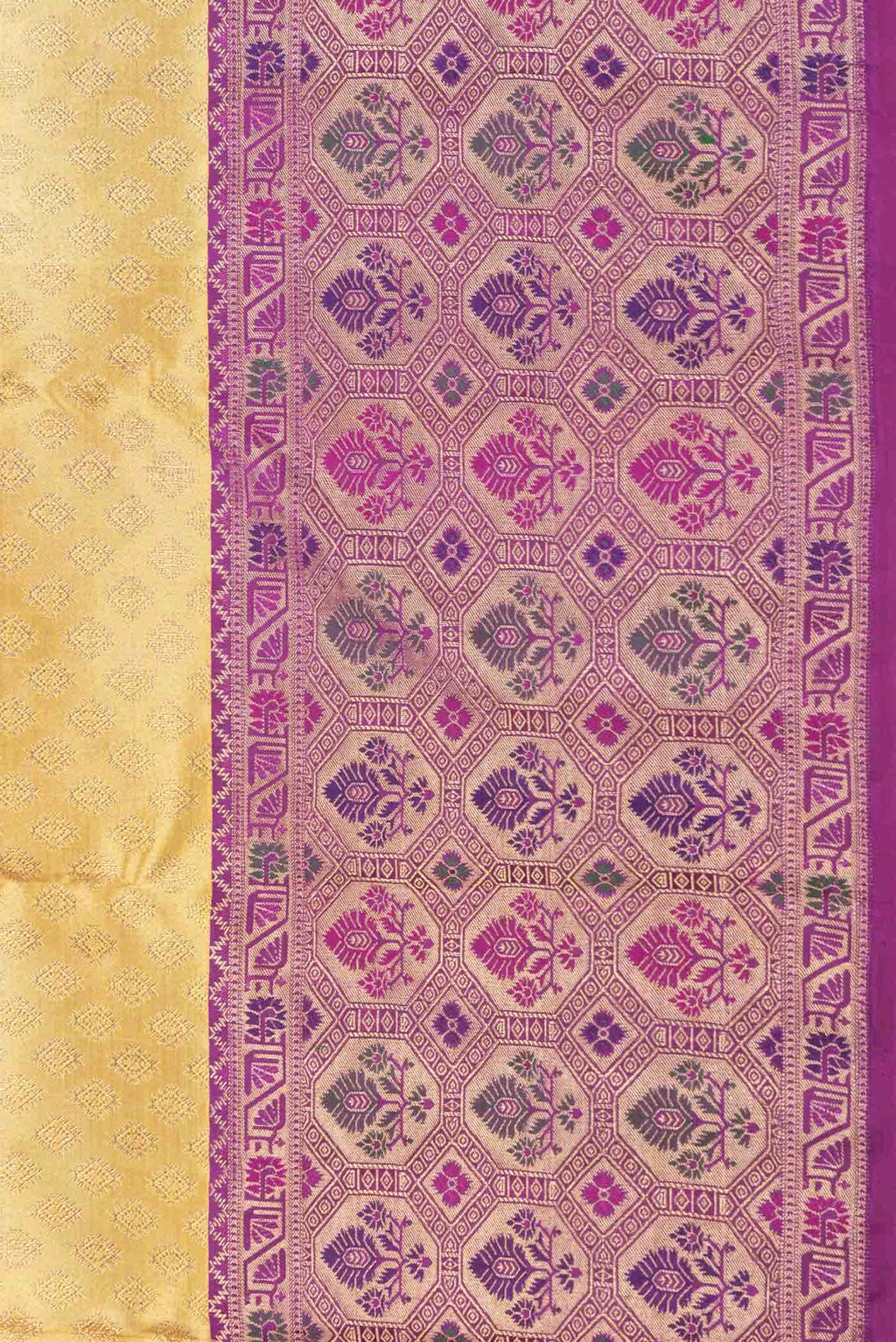 Pure Silk Pure Zari Gold Dual Tone Kanjivaram Saree