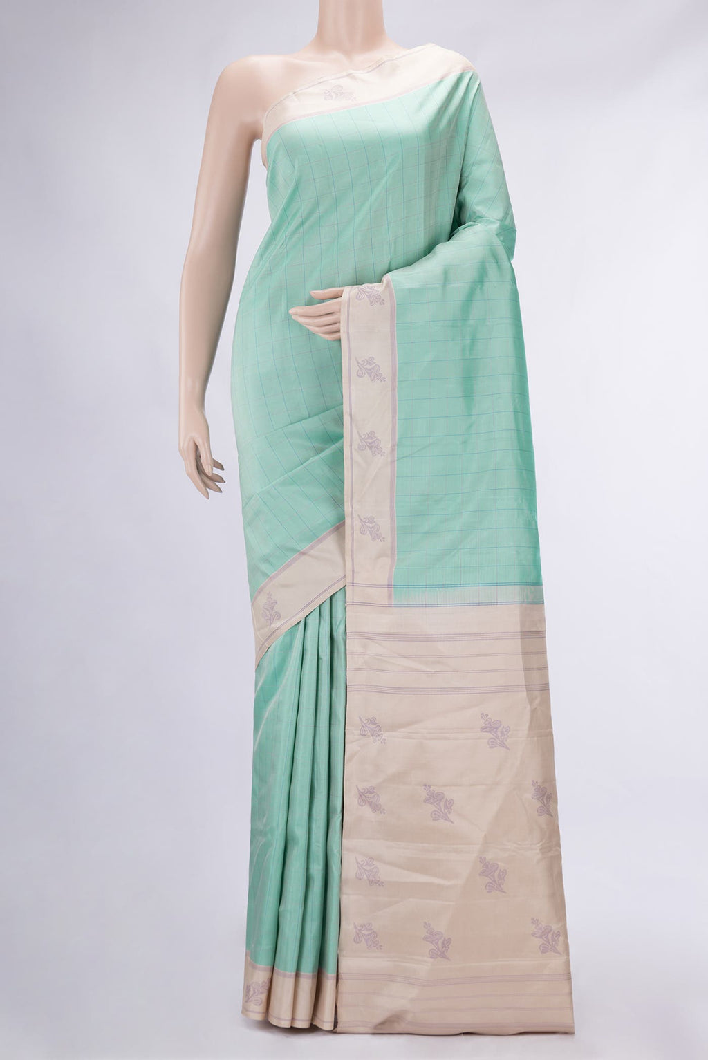 Sea Green Kanchipuram Silk Saree