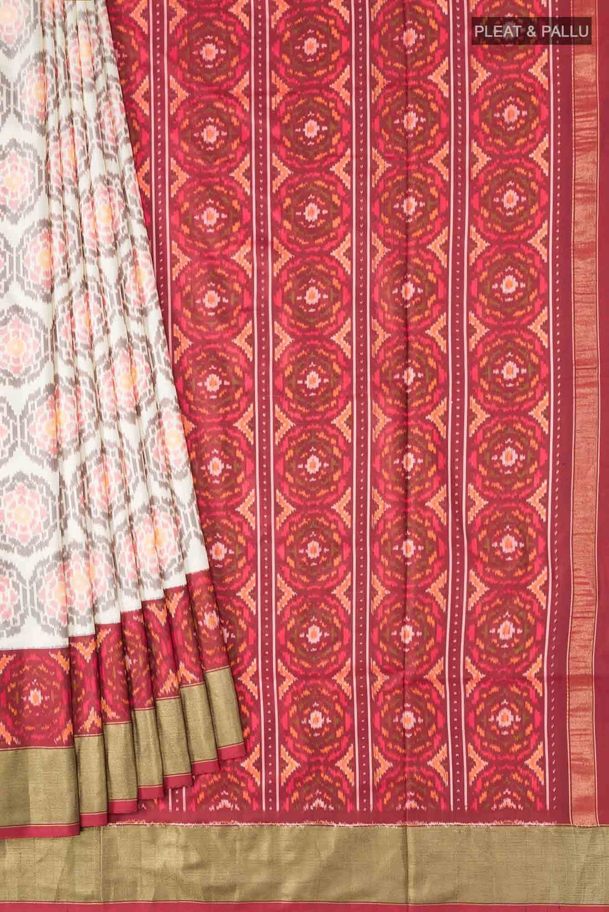 Off White Pochampally Silk Saree
