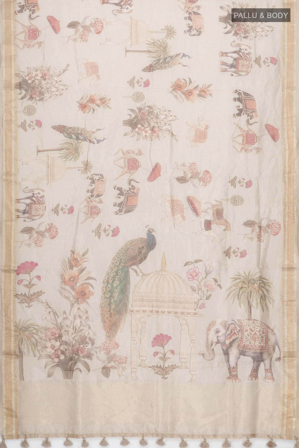 Peach Tissue Silk Saree
