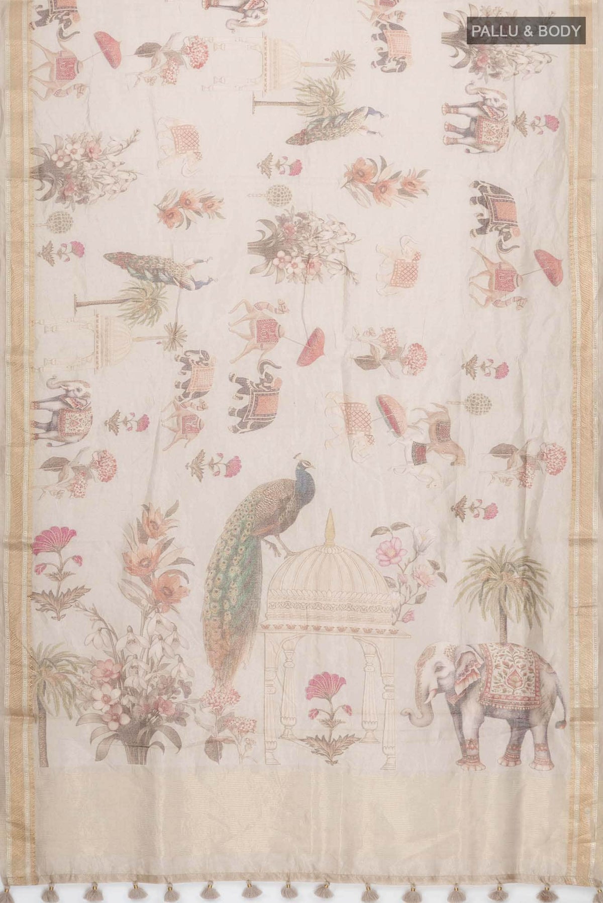 Peach Tissue Silk Saree