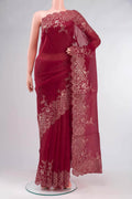 Maroon Organza Silk Saree