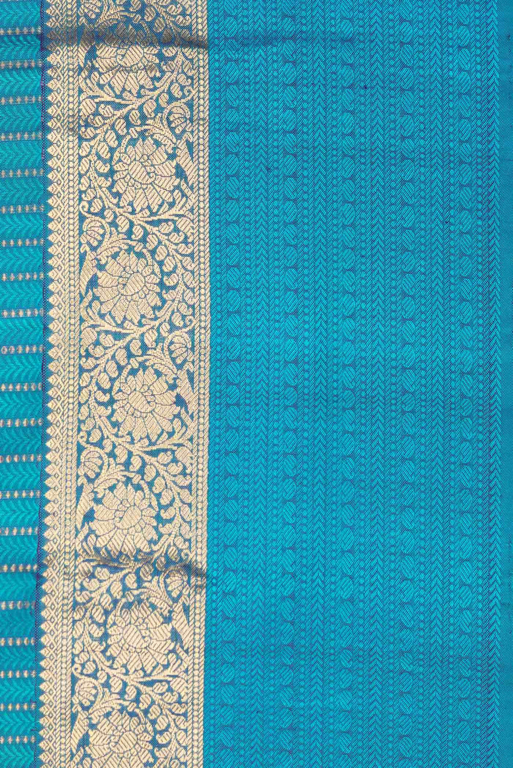 Pure Silk Pure Zari Peacock Blue Dual Tone Kanchipuram Saree