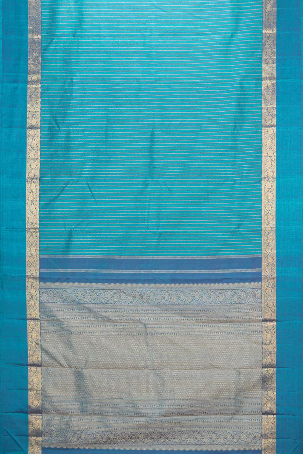 Pure Silk Pure Zari Peacock Blue Dual Tone Kanchipuram Saree