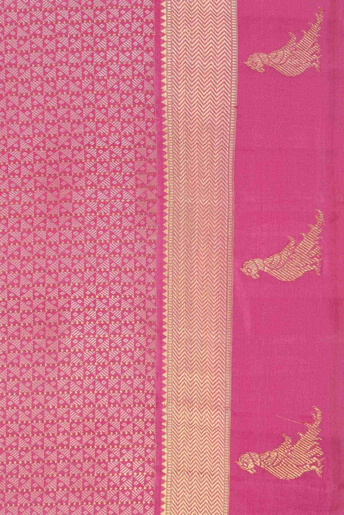 Pure Silk Pure Zari Pink Dual Tone Kanchipuram Saree