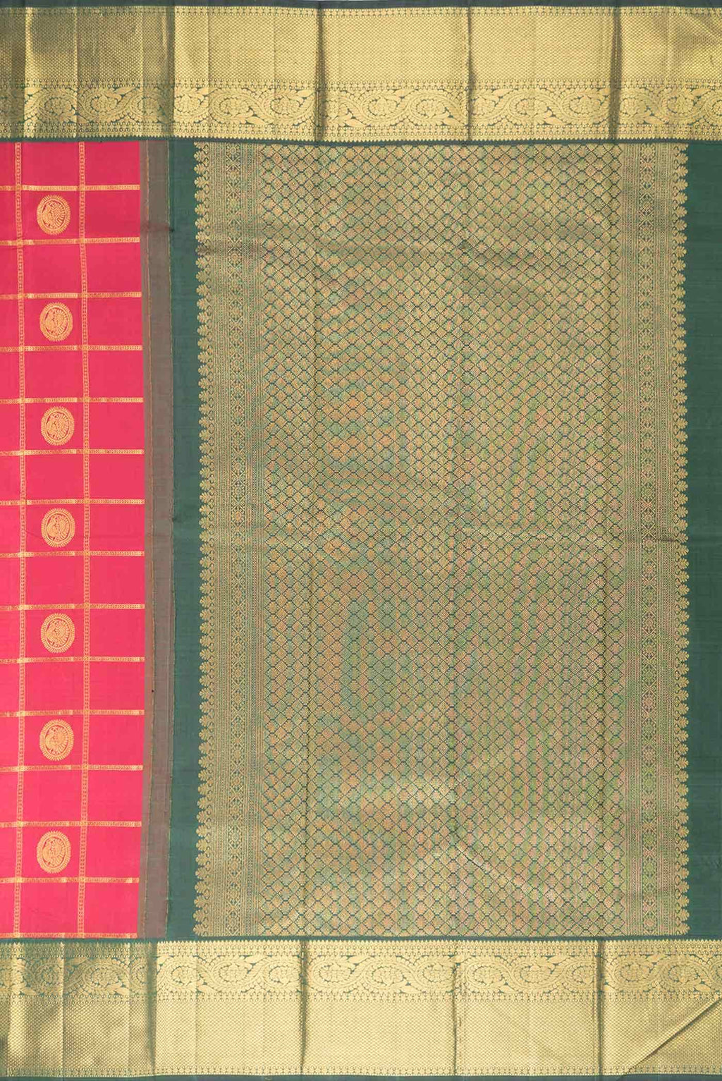 Dark Pink Dual Tone Kanchipuram Silk Saree