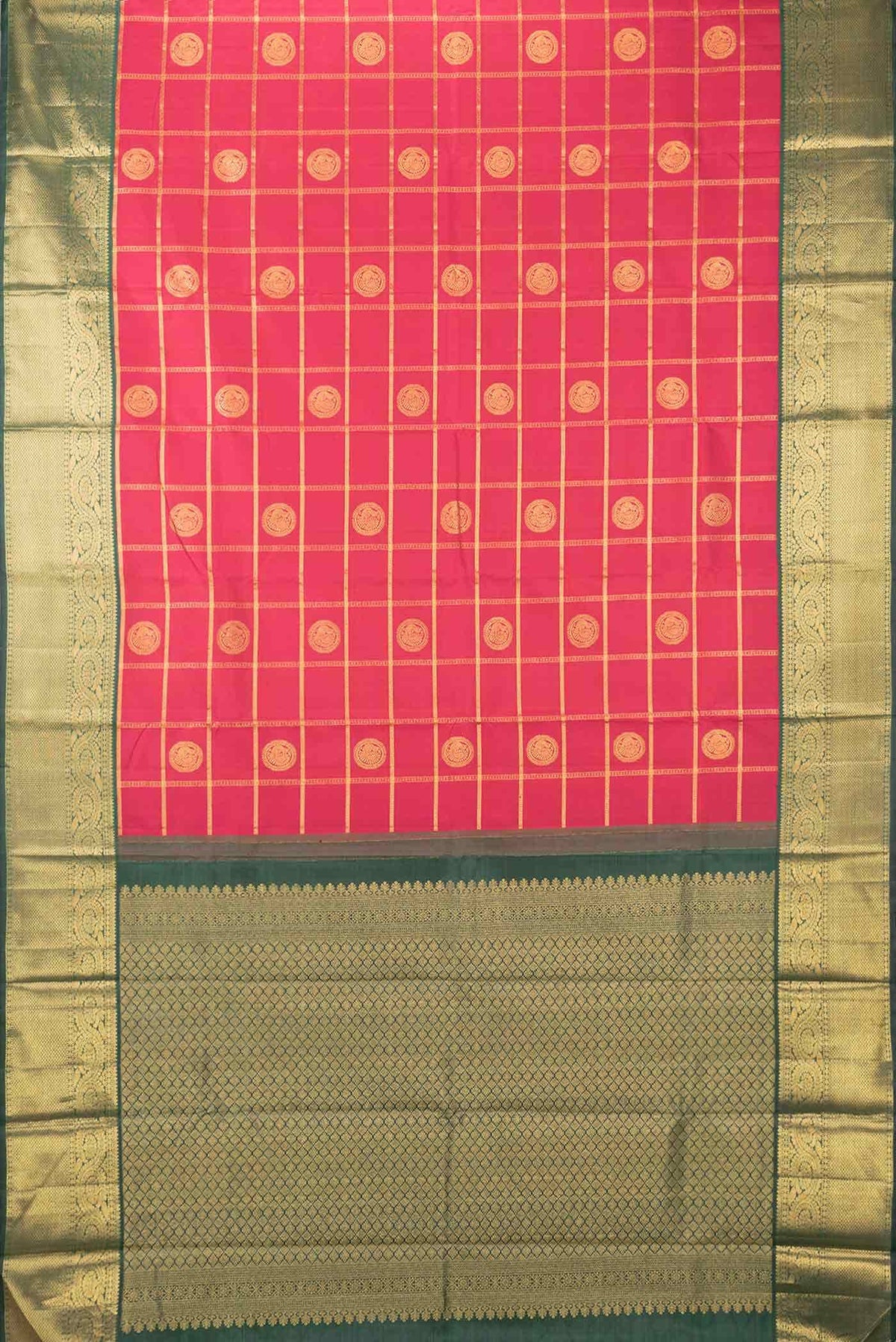 Dark Pink Dual Tone Kanchipuram Silk Saree