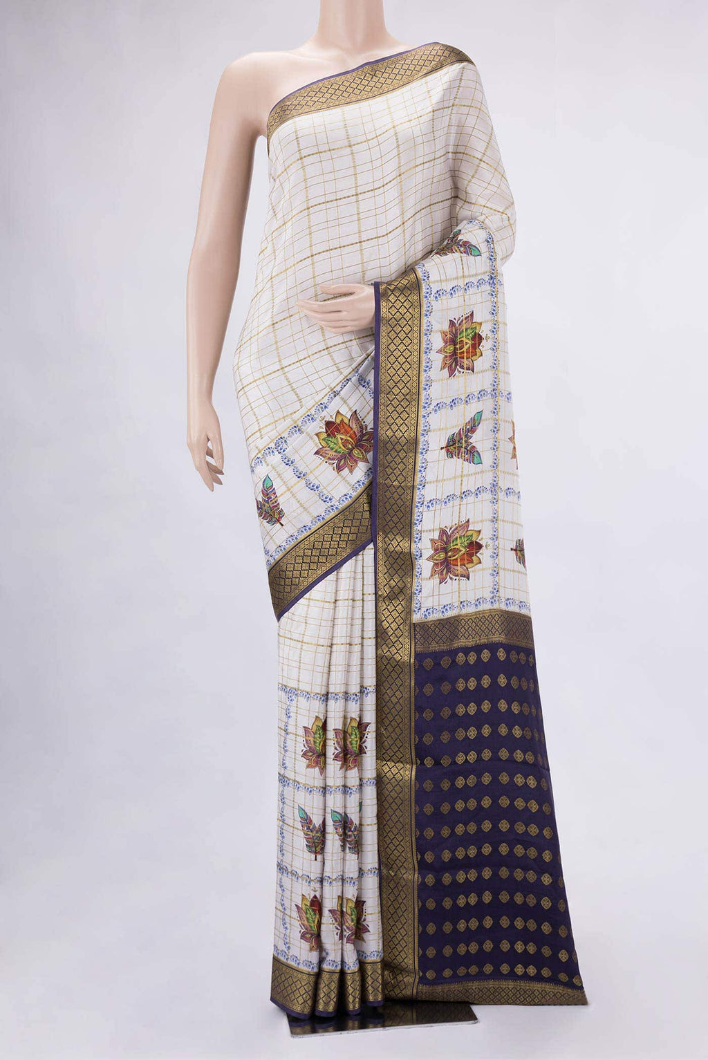 Off White Mysore Crepe Saree