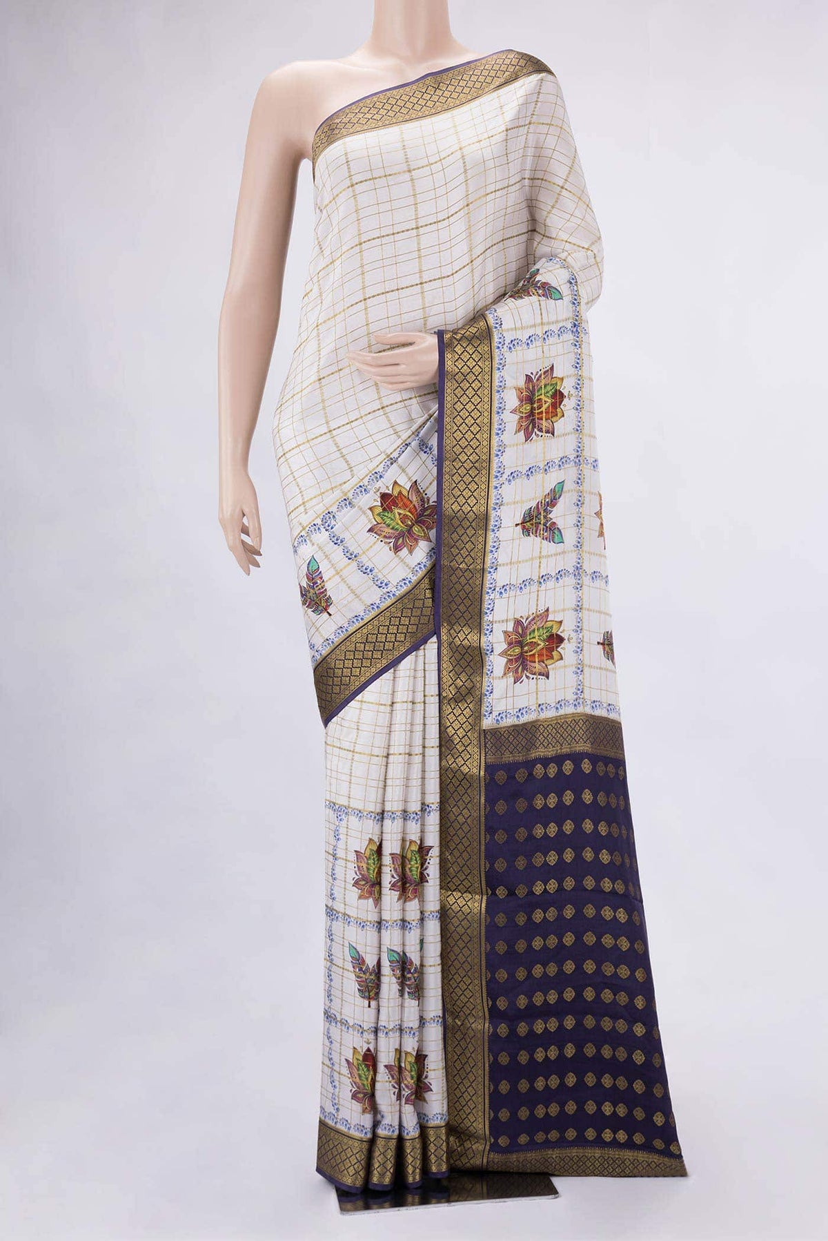 Off White Mysore Crepe Saree