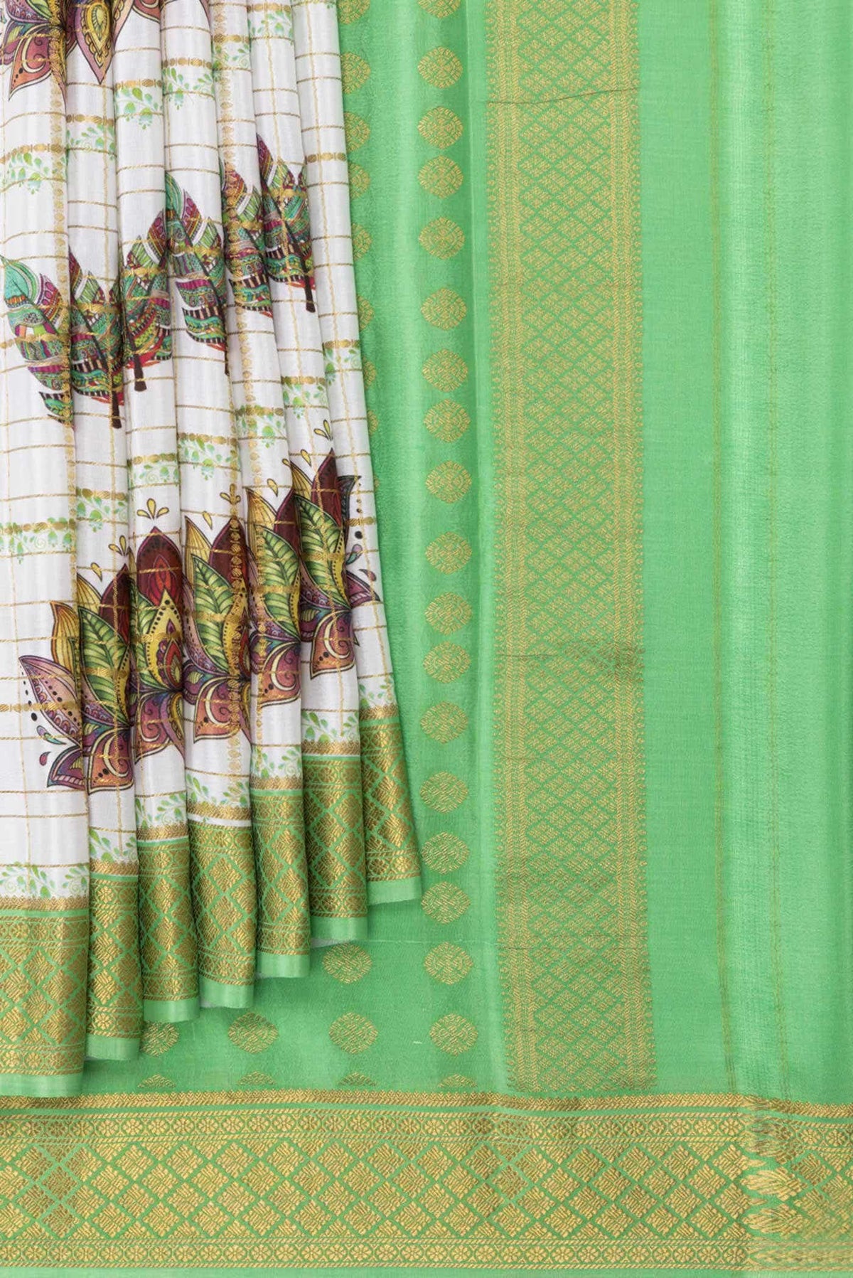 Off White Dual Tone Mysore Crepe Saree