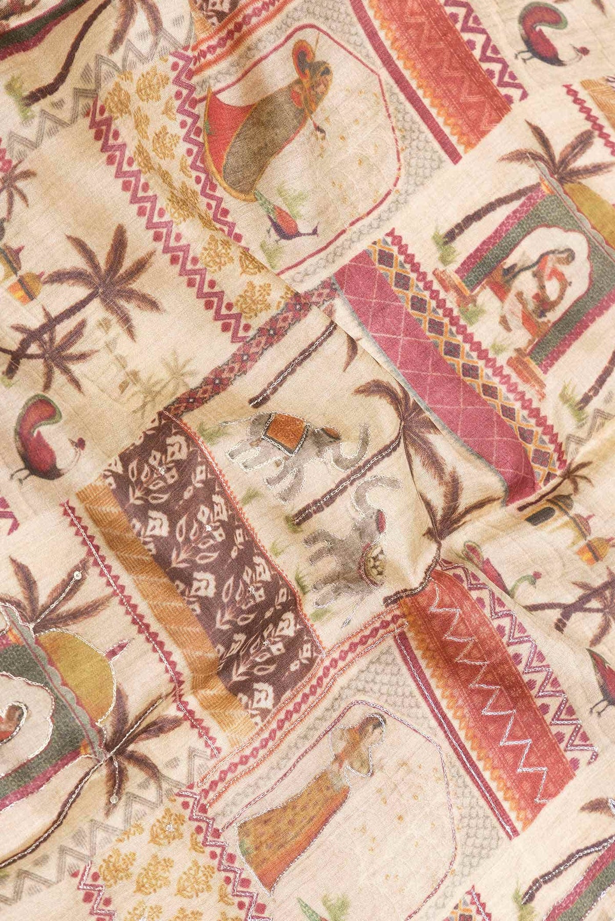 Beige Dual Tone Tussar Silk Saree