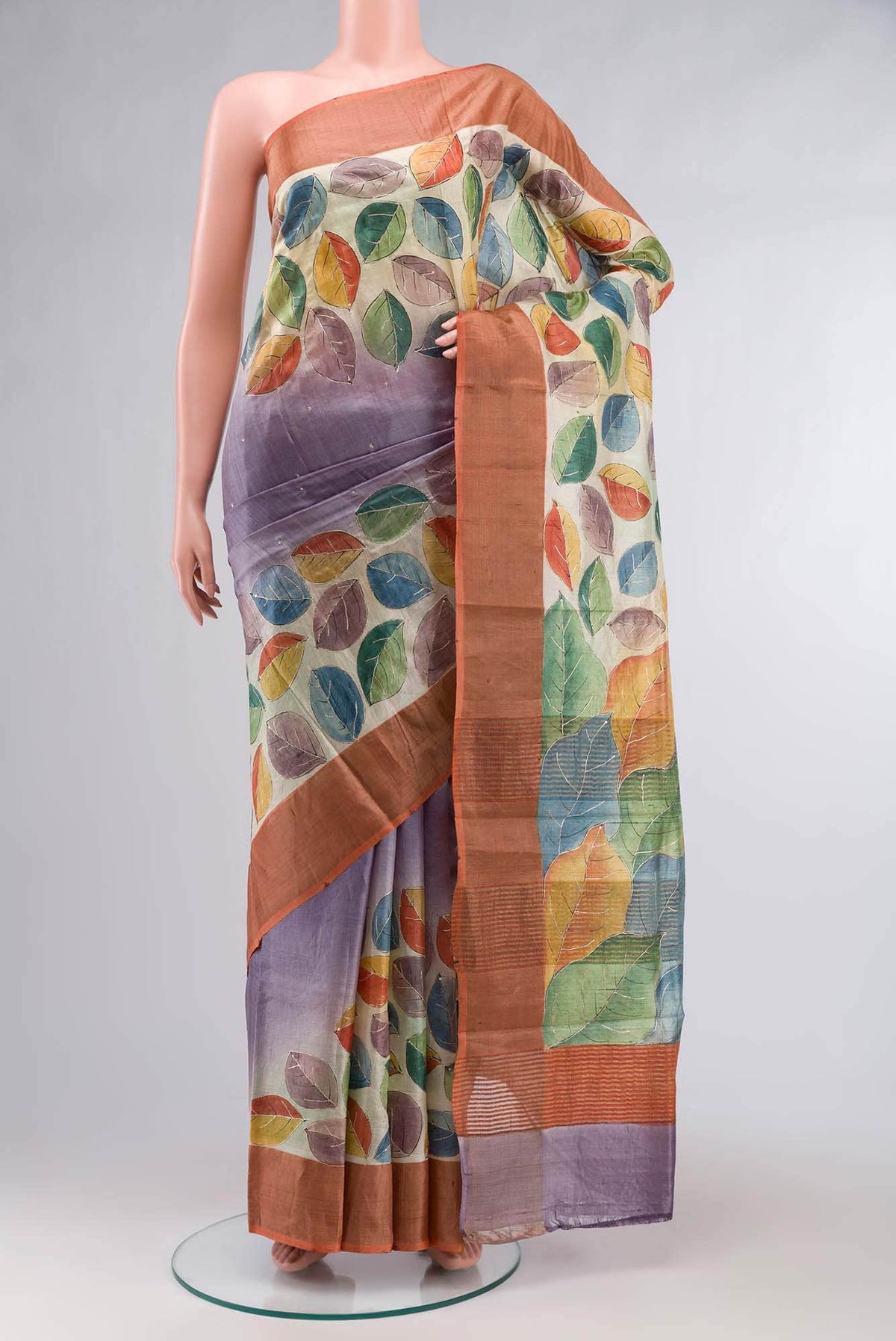 Lilac Bhagalpuri Tussar Silk Saree