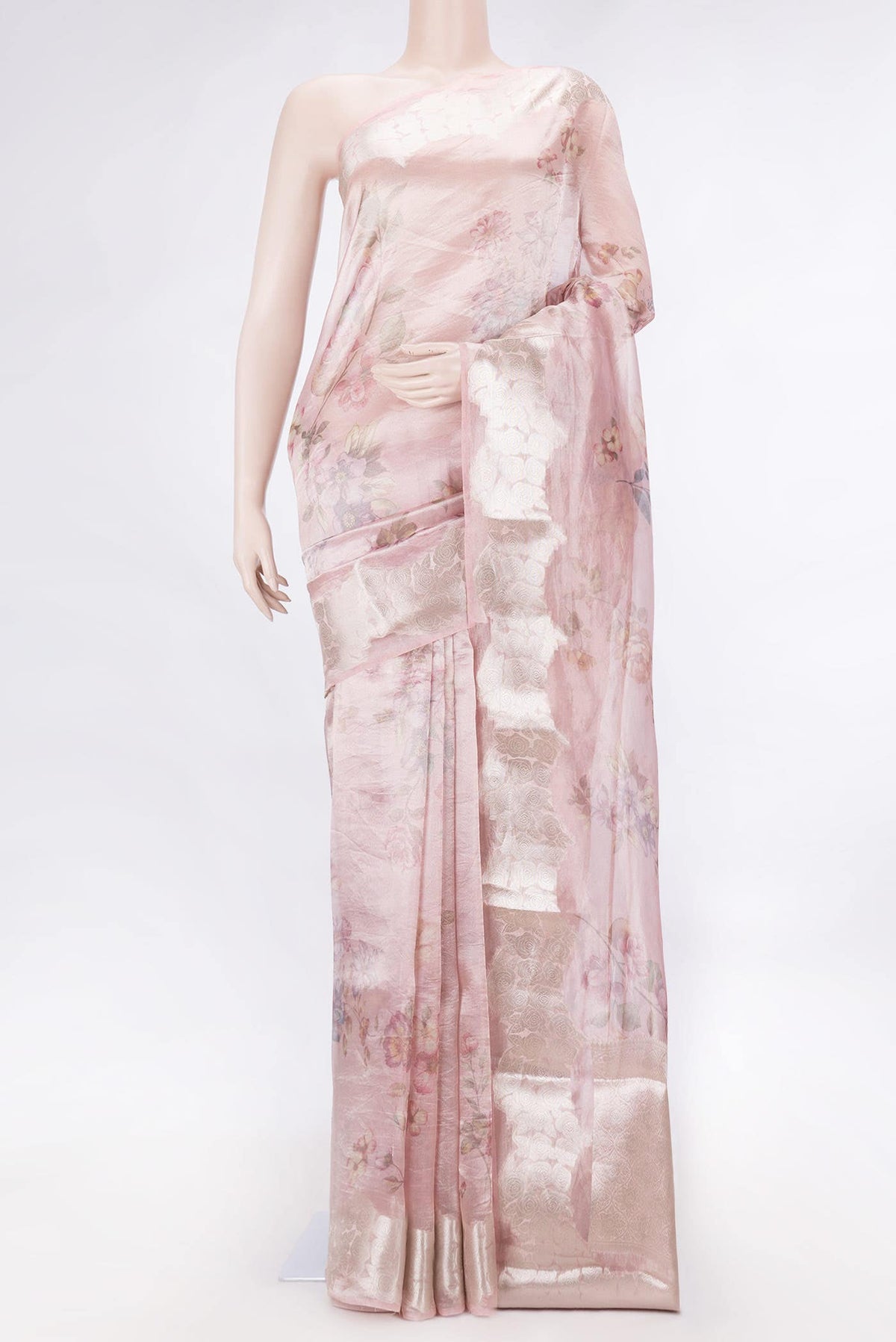 Pink Dual Tone Organza Silk Saree