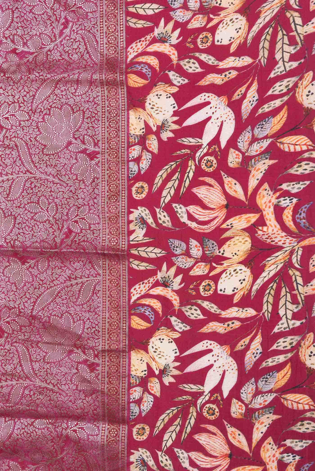 Rani Pink Dual Tone Tussar Silk Saree