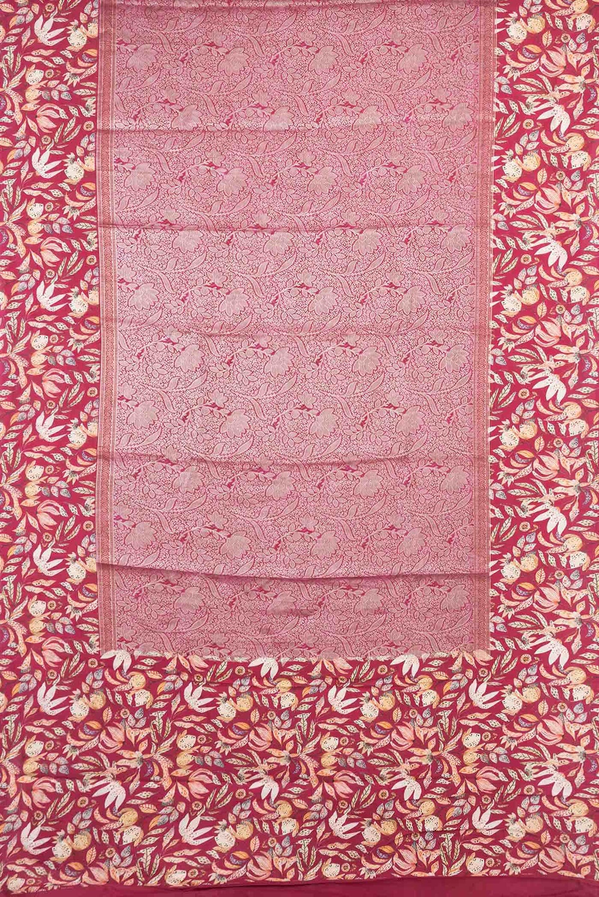 Rani Pink Dual Tone Tussar Silk Saree