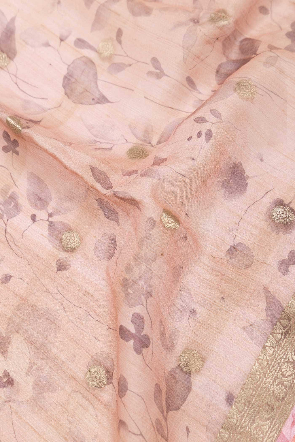 Rose Gold Dual Tone Tussar Silk Saree