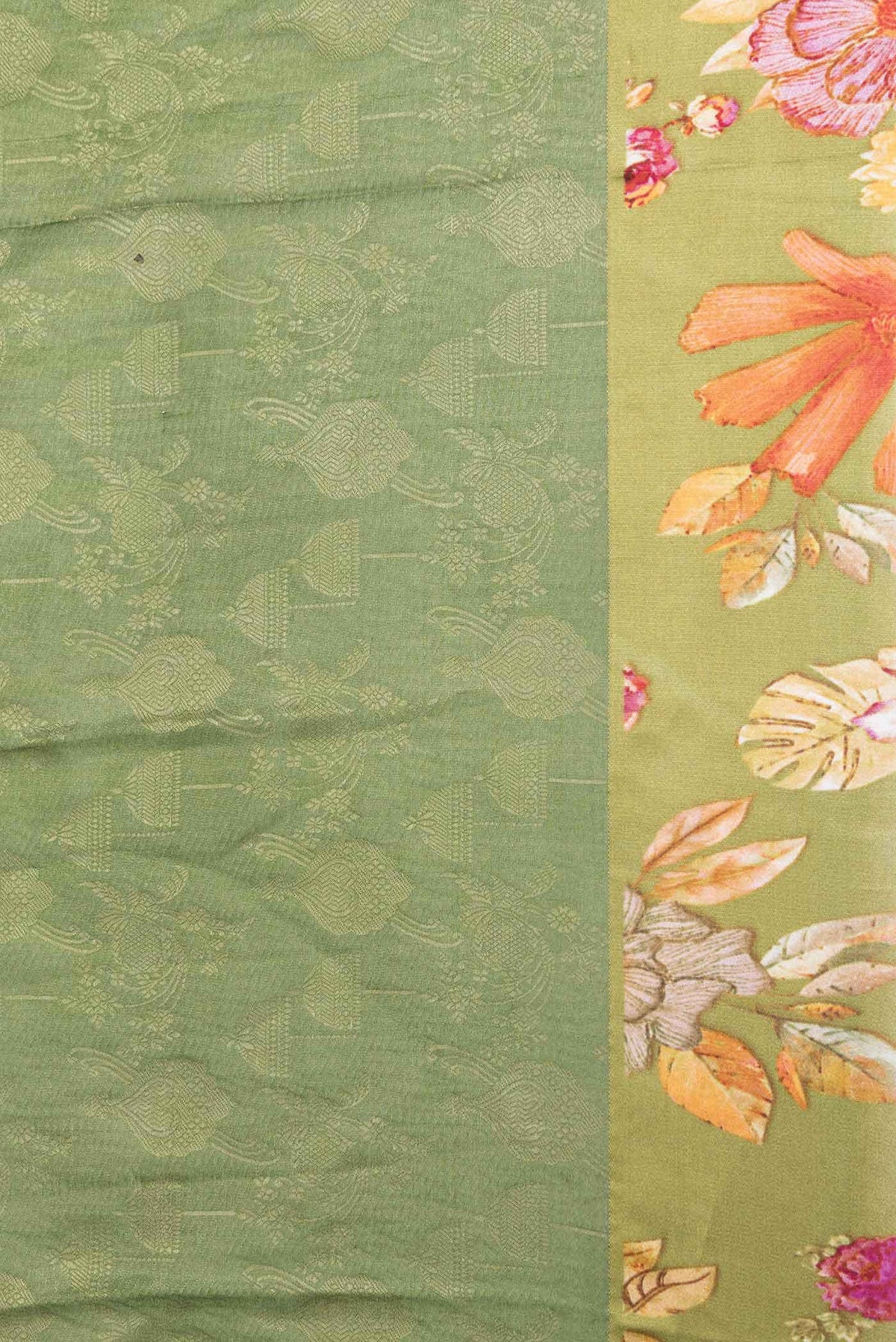Green Dual Tone Tussar Silk Saree