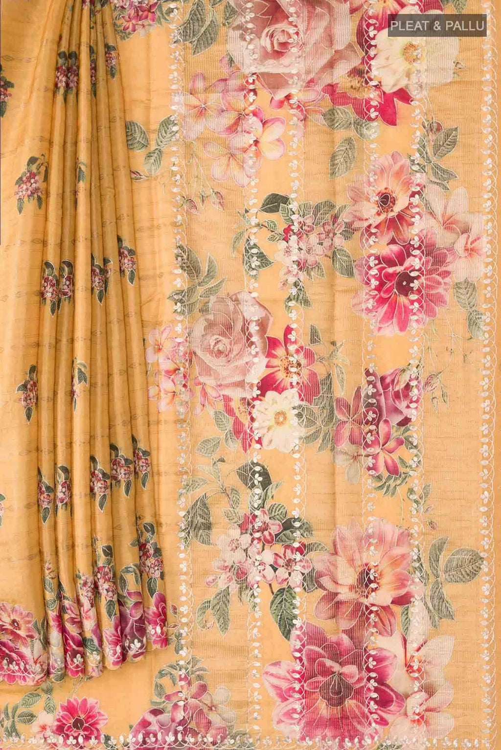 Yellow Bhagalpuri Tussar Silk Saree