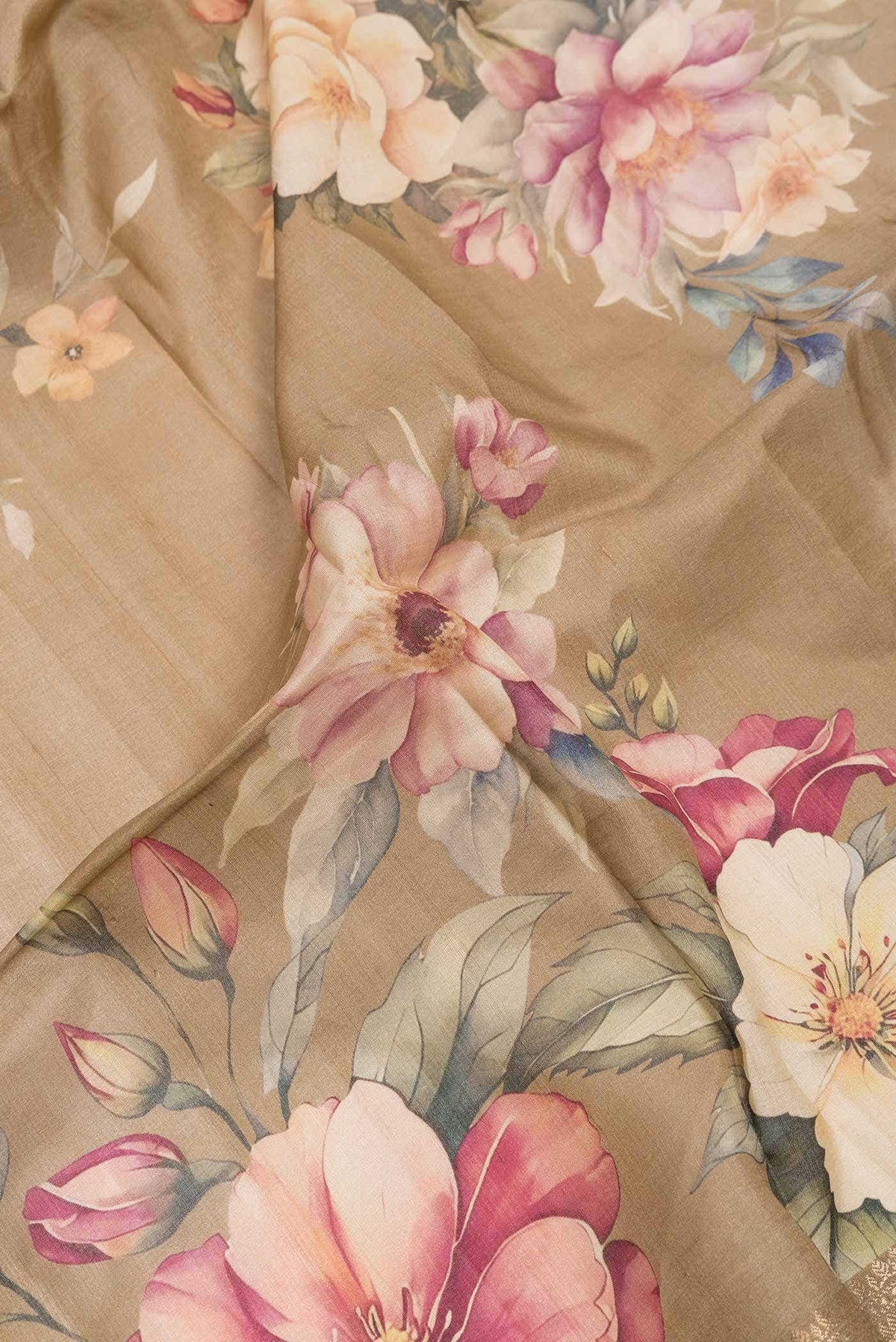 Dark Beige Dual Tone Tussar Silk Saree